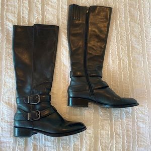 Via Spiga Black Leather Knee Boots EUC size:8.5M